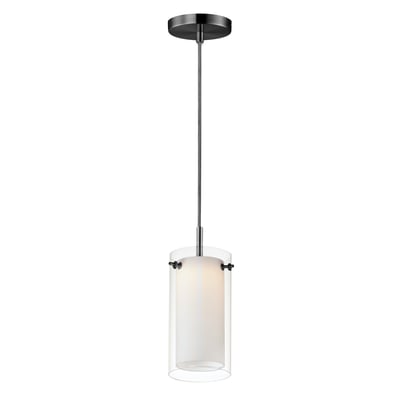Maxim Lighting Duo Mini Pendant in Black finish, featuring a sleek, modern design with a steel frame and a soft, diffused light source.