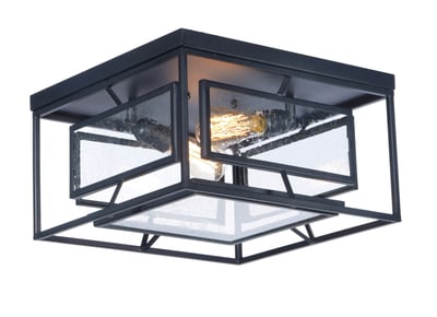 Maxim Lighting Era Light Flush Mount with a sleek black steel frame and clear glass, offering a modern and elegant design for any space.