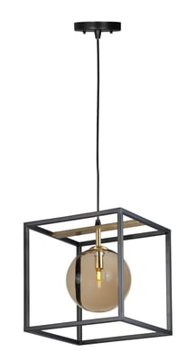 Image of Maxim Lighting's Fluid Square Pendant in Black with Polished Chrome finish, 15 inches, showcasing a modern and sleek design.
