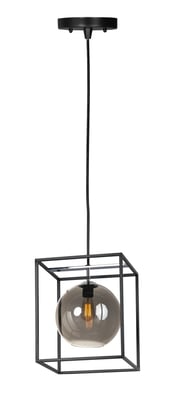 Maxim Lighting Fluid Square Pendant in Black with Polished Chrome finish, featuring a sleek steel and glass design, hangs elegantly from the ceiling.