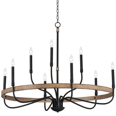 Franklin Chandelier by Maxim Lighting, featuring a Driftwood with Black finish and crafted from Steel, elegantly hanging in a modern interior setting.