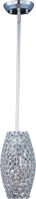 Maxim Lighting Glimmer Mini Pendant featuring a plated silver finish with a steel frame and sparkling crystal accents, elegantly illuminating the space.