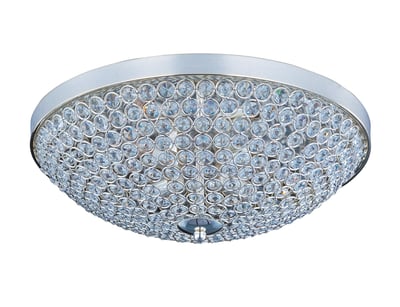 Maxim Lighting Glimmer Flush Mount with a Plated Silver finish, featuring a Steel frame adorned with sparkling Crystal accents.