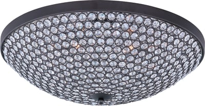 Maxim Lighting Glimmer Flush Mount features a bronze finish with steel and crystal accents, creating an elegant and shimmering ceiling fixture.