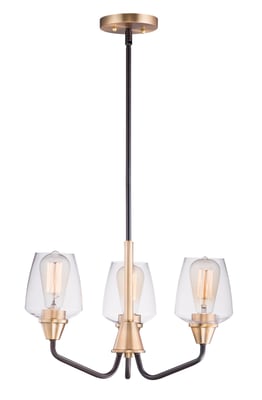 Maxim Lighting Goblet Chandelier featuring a Steel frame in Bronze with Antique Brass finish, adorned with glass shades.