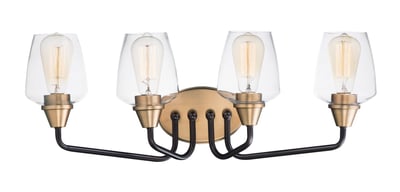 Maxim Lighting Goblet Bath Vanity with a Bronze and Antique Brass finish, featuring a steel frame and glass shades.