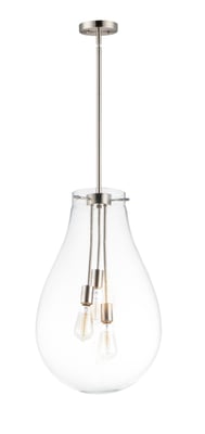 Maxim Lighting Gourd Pendant in Satin Nickel finish, featuring a sleek steel frame with a glass shade, elegantly hanging in a modern interior setting.