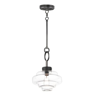 Maxim Lighting Harbor Pendant in black finish featuring a sleek steel frame with a clear glass shade, casting a modern and elegant glow.