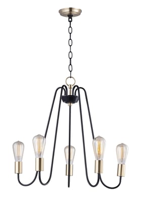 Maxim Lighting Haven Chandelier in Oil Rubbed Bronze with Brass finish, featuring a sleek Steel frame and elegant design.