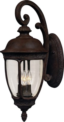 Maxim Lighting Knob Hill Cast 3-Light Outdoor Wall Lantern in Sienna finish, crafted from Aluminum, elegantly illuminates with a classic design.