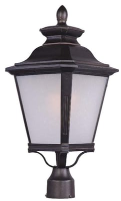 Maxim Lighting Knoxville Outdoor Post Light in Bronze finish, crafted from Aluminum, featuring a classic lantern design with clear glass panels.