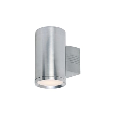 Maxim Lighting Lightray Glass Stripe Outdoor Wall Light in Brushed Aluminum finish, featuring a sleek design with horizontal glass stripes.