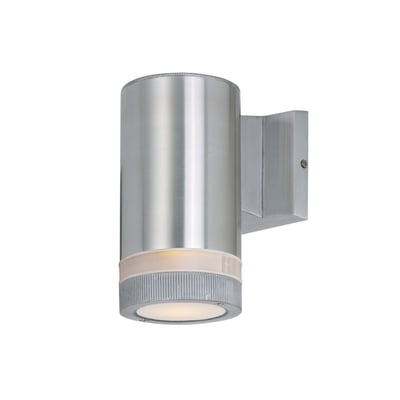 Maxim Lighting Lightray Glass Stripe Outdoor Wall Light in Brushed Aluminum finish, featuring a sleek and modern design with horizontal glass stripes.