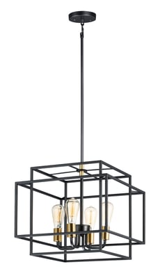 Maxim Lighting Liner Pendant, featuring a sleek design in Black with Satin Brass finish, crafted from durable Steel, elegantly illuminates the space.