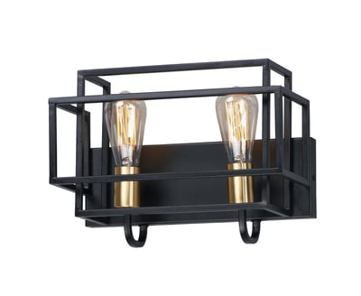Maxim Lighting Liner Bathroom Vanity Light in Black with Satin Brass finish, featuring a sleek Steel design with modern, linear elements.