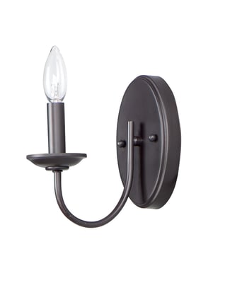 Maxim Lighting Logan 1-Light Wall Sconce in Satin Nickel finish, featuring a sleek, modern design with a clear glass shade and metal accents.