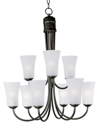 Maxim Lighting Logan Chandelier featuring an Oil Rubbed Bronze finish with Steel and Glass elements, showcasing a modern and elegant design.