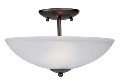 Maxim Lighting Logan Semi Flush Mount in Oil Rubbed Bronze finish with a Steel frame and Glass shade, elegantly illuminating the room.
