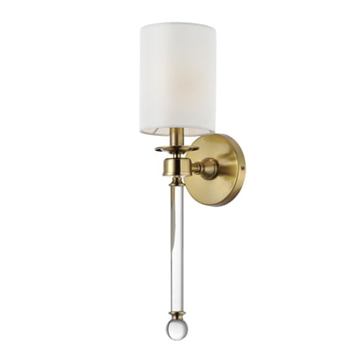 Maxim Lighting Lucent Wall Sconce with Heritage finish, featuring a sleek design in steel and glass, elegantly illuminating the space.