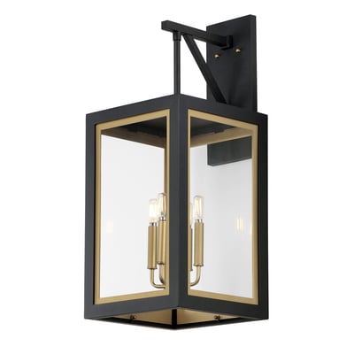 Maxim Lighting Neoclass Outdoor Wall Sconce in Black with Gold finish, featuring a sleek aluminum and glass design.