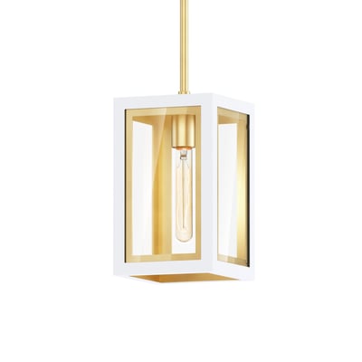 Maxim Lighting Neoclass Outdoor Pendant in Aluminum, featuring a sleek design with a White with Gold finish, hanging elegantly in an outdoor setting.