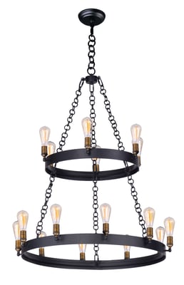 Maxim Lighting Noble Tier Chandelier, 50" with bulbs included, featuring a sleek design and elegant finish, perfect for modern interiors.