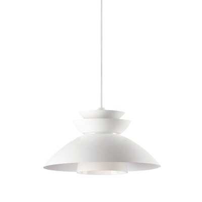 Maxim Lighting Nordic 1-Light Pendant with a sleek white aluminum finish, featuring a minimalist design and suspended by a thin, adjustable cord.