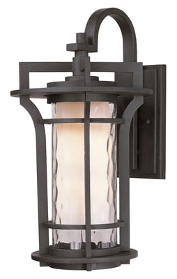 Maxim Lighting Oakville Outdoor Wall Light in Black Oxide finish, featuring a sleek Aluminum frame and clear glass panels.