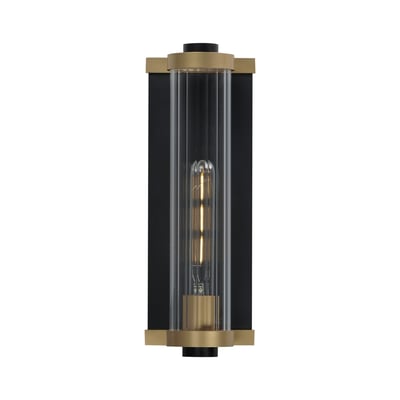 Opulent Outdoor Wall Sconce by Maxim Lighting, featuring a sleek design in black with antique brass finish, crafted from durable aluminum.