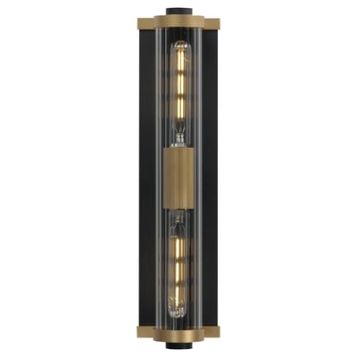 Maxim Lighting Opulent Outdoor Wall Sconce in Black with Antique Brass finish, crafted from Aluminum, elegantly illuminates an exterior wall.