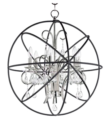 Maxim Lighting Orbit Pendant in Anthracite with Nickel finish, featuring a modern design with a steel frame and crystal accents.