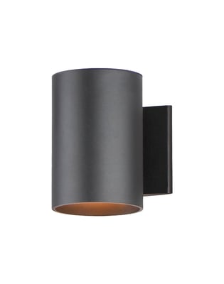 Image of Maxim Lighting's Outpost Outdoor Wall Light in a Bronze finish, featuring a sleek Aluminum frame with a modern design, mounted on a wall.