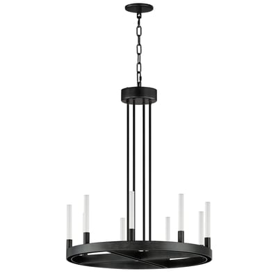 Maxim Lighting Ovation 24" LED Chandelier with a sleek Black finish, featuring a modern design of Steel and Glass elements, elegantly suspended.