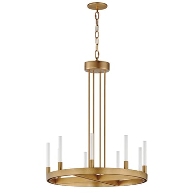 Maxim Lighting Ovation 24" LED Chandelier in Gold finish, featuring a modern design with a circular steel frame and glass accents, elegantly illuminating the space.