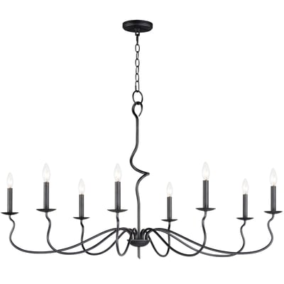 Padrona Chandelier by Maxim Lighting in Black Oxide finish, featuring an elegant iron frame with multiple candle-style lights arranged in a circular design.