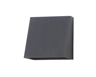 Maxim Lighting Pathfinder LED Outdoor Wall Sconce in black aluminum finish, mounted on a wall, illuminating a modern outdoor space.