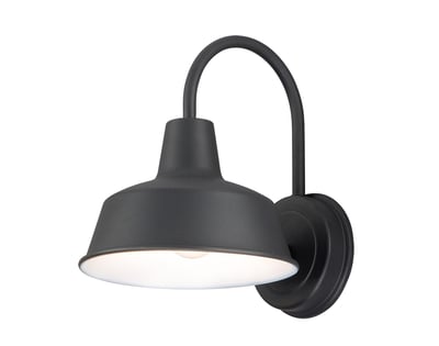 Maxim Lighting Pier M Outdoor Wall Light in Black finish, featuring a sleek aluminum frame with a modern design, mounted on an exterior wall.