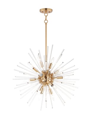 Maxim Lighting Polaris Pendant in Satin Brass finish, featuring a sleek Steel frame with a modern, minimalist design, hanging elegantly in a contemporary setting.
