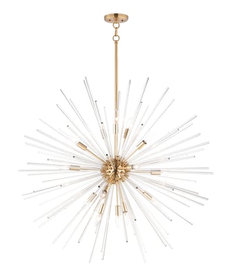 Maxim Lighting Polaris Pendant in Satin Brass finish, featuring a sleek Steel frame with a contemporary design, hanging elegantly from the ceiling.