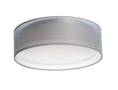 Maxim Lighting Prime LED Flush Mount with a sleek Steel frame, White Organza fabric shade, and Acrylic diffuser, providing a modern and elegant look.
