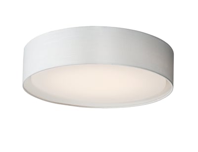 Image of Maxim Lighting's Prime LED Flush Mount featuring a sleek design with a white linen finish, crafted from steel, acrylic, and fabric materials.
