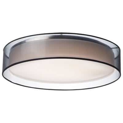 Maxim Lighting Prime LED Flush Mount with a sleek Steel frame, Black Organza fabric shade, and Acrylic diffuser, providing modern elegance and soft illumination.