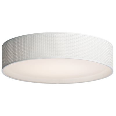 Image of Maxim Lighting's Prime LED Flush Mount with a White Weave finish, featuring a sleek Steel frame and Acrylic diffuser for modern illumination.