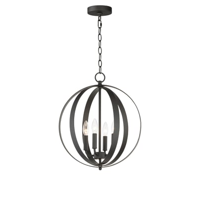 Maxim Lighting Provident Orb Chandelier with a sleek Black finish and Steel construction, featuring a modern spherical design with multiple light fixtures.