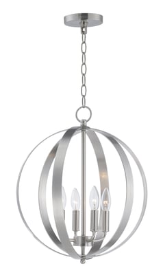 Maxim Lighting Provident Orb Chandelier in Satin Nickel finish, featuring a sleek steel frame with spherical design and multiple bulbs for modern elegance.