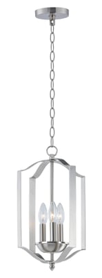 Provident Chandelier by Maxim Lighting in Satin Nickel finish, featuring a sleek, modern design with multiple steel arms and elegant bulb fixtures.