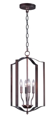 Provident Chandelier by Maxim Lighting in Oil Rubbed Bronze finish, featuring a sleek steel frame with elegant, minimalist design and multiple light fixtures.