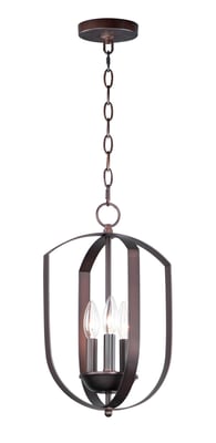 Maxim Lighting Provident Foyer Chandelier in Oil Rubbed Bronze finish, featuring a steel frame with elegant curves and multiple candle-style lights.