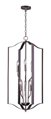 Provident 6-Light Chandelier by Maxim Lighting, featuring an elegant design in Oil Rubbed Bronze finish with steel construction, hanging gracefully.