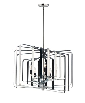 Maxim Lighting Radial Pendant in Polished Nickel with Black finish, featuring a sleek steel frame and modern design, hanging elegantly from the ceiling.